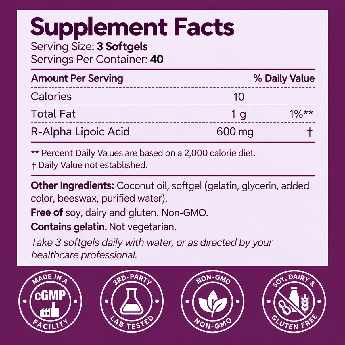 R-Alpha Lipoic Acid 600mg