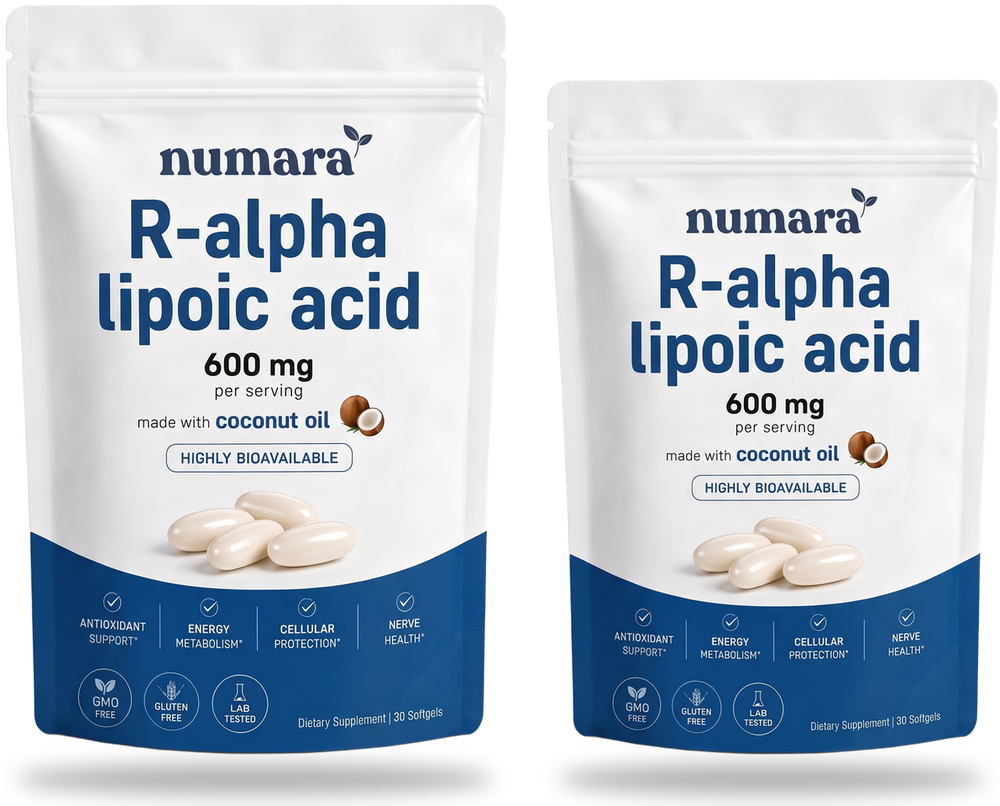 Two Numara R-Alpha Lipoic Acid pouches