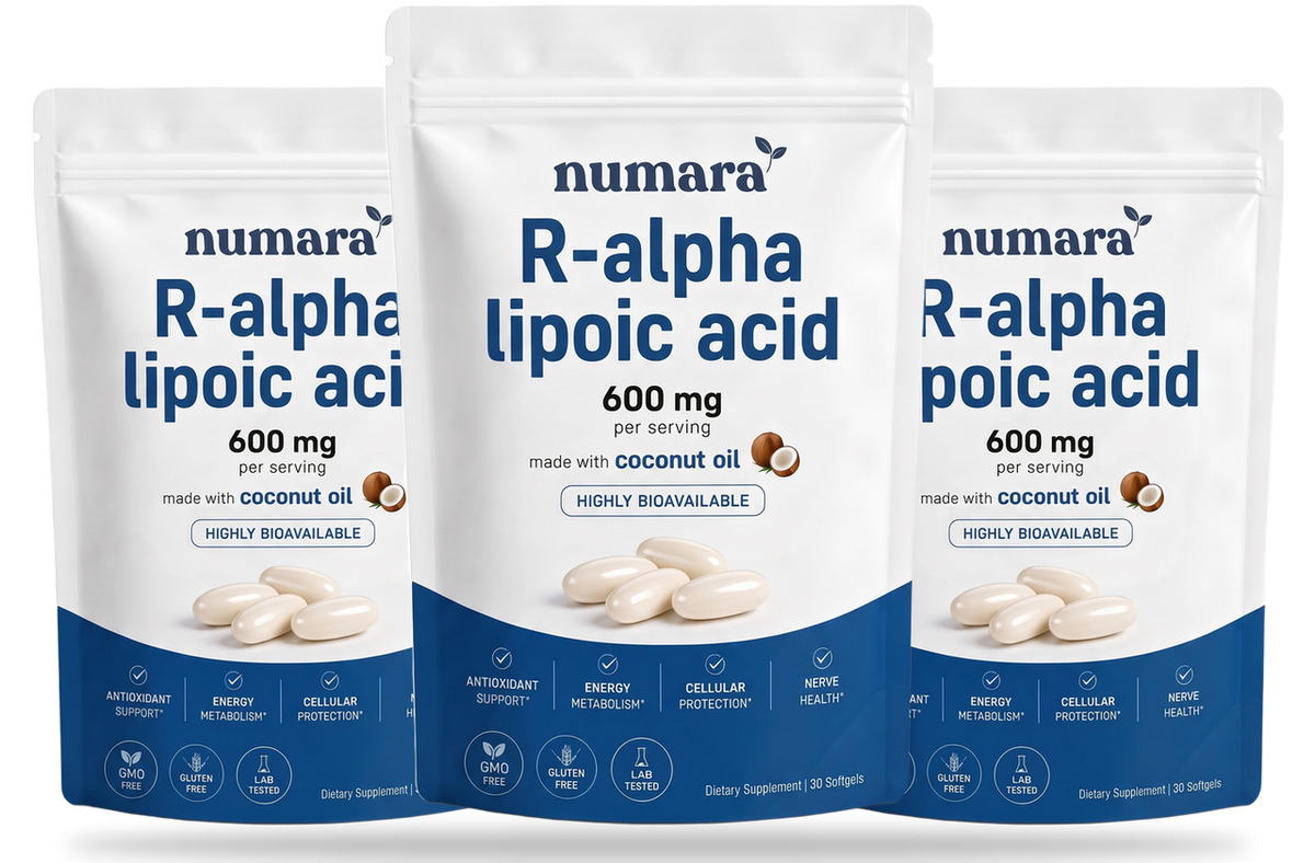 Three Numara R-Alpha Lipoic Acid pouches