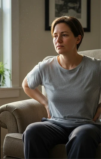 Woman holding her lower back